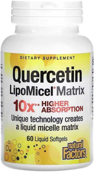 Natural Factors 퀘르세틴 LipoMicel 매트릭스 250mg 액상 소프트젤 60정, NaturalFactors퀘르세틴LipoMicel매트릭, 1개 - 쿠팡