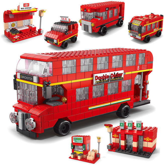 [알꿀밤-호환블럭-팩] E영국 버스 교통 세트 팩, 1개