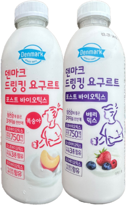 덴마크 드링킹요구르트 750mlx3병(복숭아2+베리믹스1)무배, 3개, 750ml