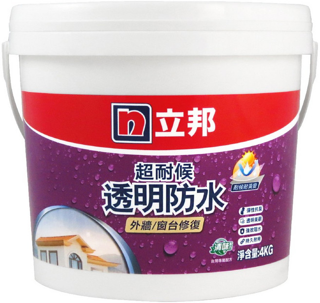 立邦 超耐候透明防水漆 外牆/窗台修復 4公斤, ., 4kg, 1個