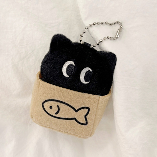 미뇽맨션 박스 깜냥이 키링 귀여운 굿즈 키홀더 고양이 뚱냥이 반려 애착, 1개, 블랙, 7cm