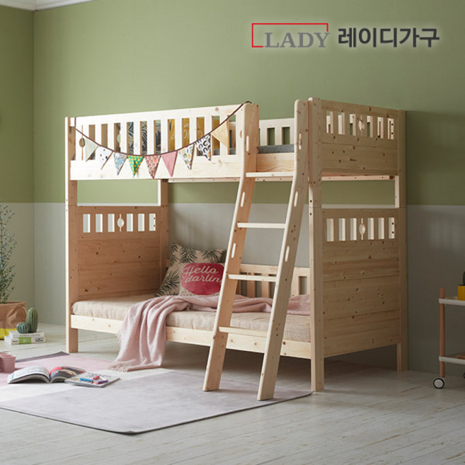 레이디가구 드림 분리형 이층침대 매트, 투톤[화이트워시+그린 포인드]