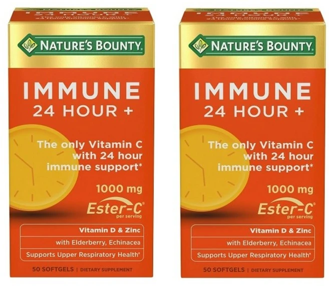 네이처스바운티 이뮨 1000mg의 에스테르-C 24시간 면역지원 50정 2병, 1개, 80정 - 쿠팡