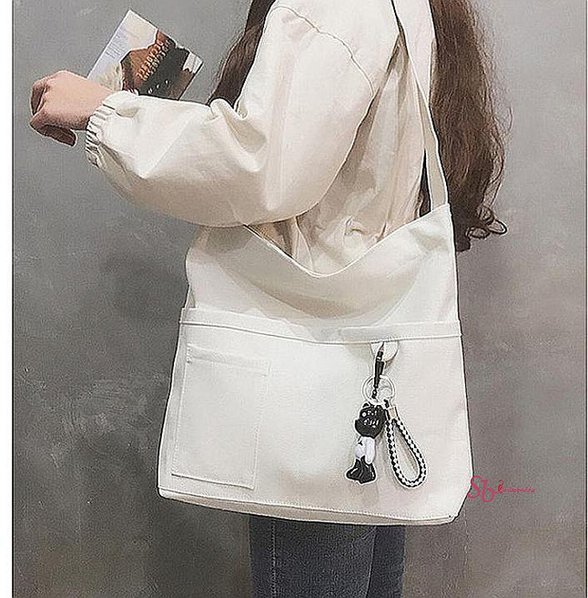 에코백 리사이클링 천가방 캔버스 학생 무지 가방 숄더백 여성 가벼운 대학생 지퍼 마우스멀티포켓mva840