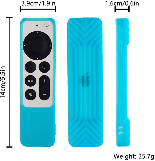 Apple TV 4K Siri Remote 2021 실리콘 제어 보호 커버 스킨 원격 케이스 액세서리용, Luminous blue