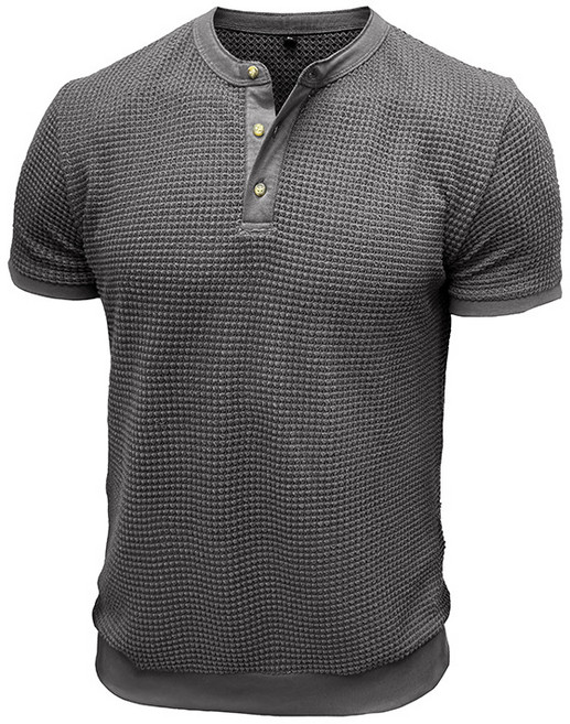 ANYOU 남자 오버사이즈 반팔 티 민트스쿨 니트 헨리넥셔츠