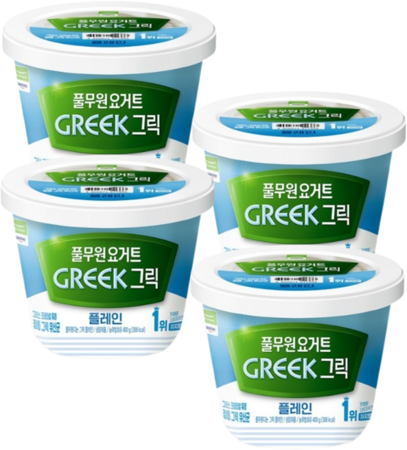 풀무원다논 그릭요거트 플레인, 400g, 4개