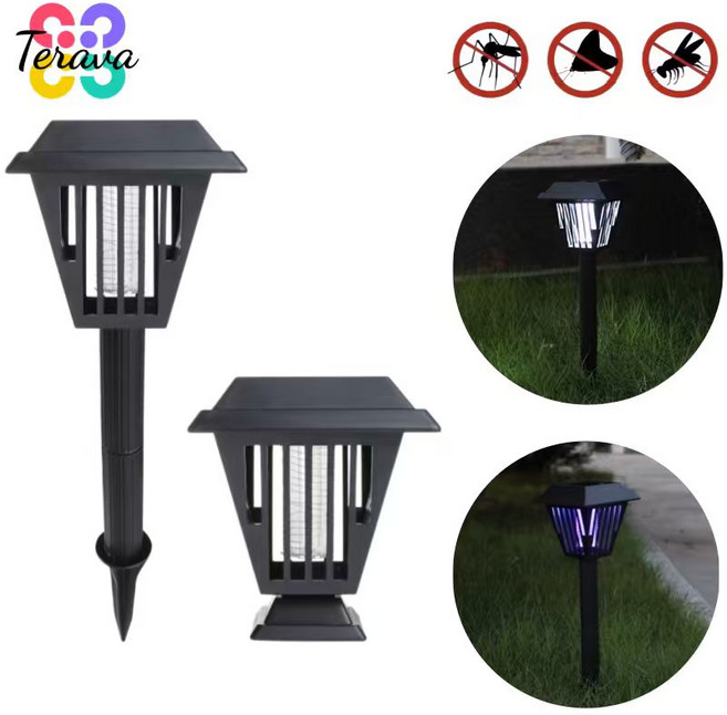 Terava 실외 태양광 휴대용 블루라이트 포충기 스탠드형 무선 설치, QQ-15
