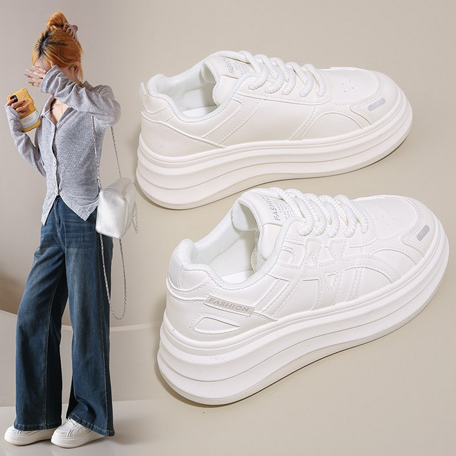 사랑맛켓 여성 데일리 발편한 키높이 스니커즈 통굽 운동화 6CM