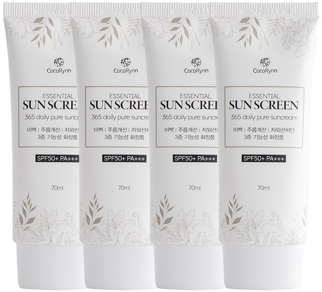 코코린느 백탁 눈시림 끈적임 없는 촉촉한 에센셜 선크림 (혼합자차선크림) 70ml 4개