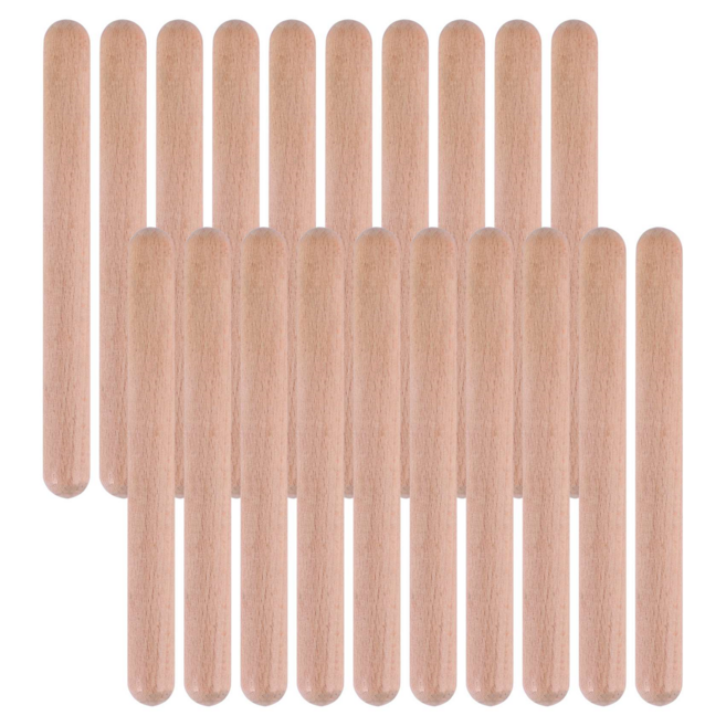 20개 8인치 어린이 리듬 스틱 뮤직 루미 스틱 클래식 우드 클라베스 악기 타악기 악기 스틱, 나무색, 1개