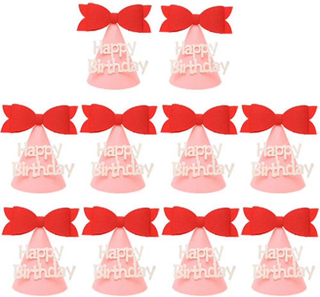 파티홀릭 생일 파티 펠트 꼬깔 모자 세트, 1개, 리본고깔_10개