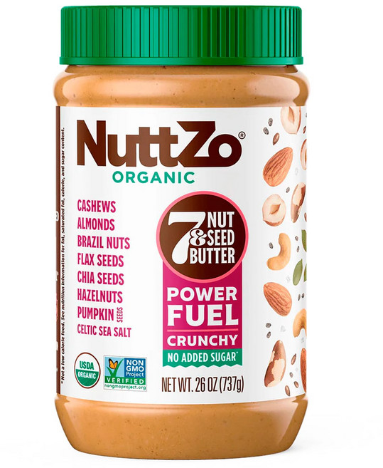 유기농 너츠 파워 연료 크런치 혼합 견과류 버터 스프레드 | NuttZo Organic Power Fuel 7 Nuts and Seeds Butter Crunchy Paleo, 우두둑 깨무는, 26온스(1팩), 1개