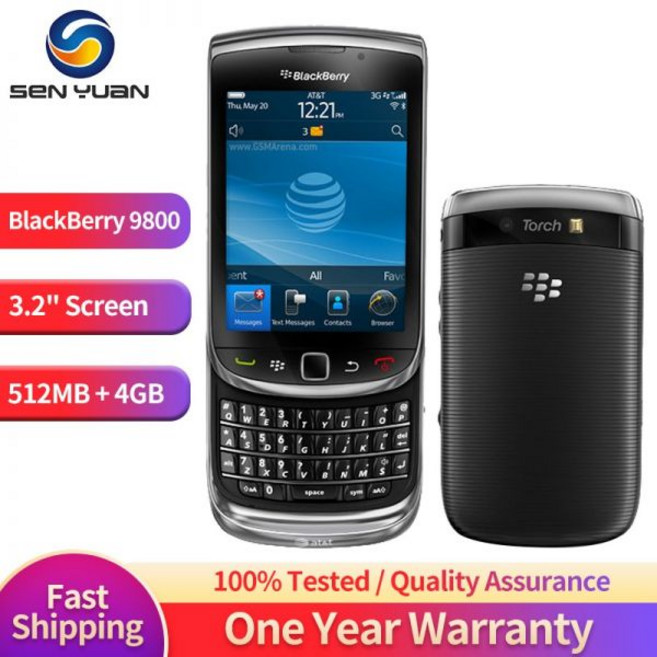오리지널 블랙베리 토치 9800 3G 휴대폰 3.2 인치 터치스크린 쿼티 키보드 와이파이 GPS 슬라이더 핸드폰, 빨간
