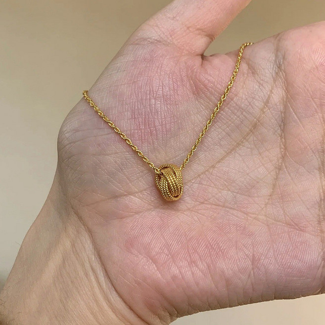 法式老錢風小三環麻花項鍊