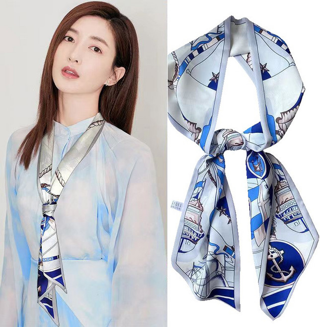 高級感長條絲巾 洋氣時尚百搭裝飾領巾 腰帶 女髮帶 法式飄帶 圍巾 小絲巾 歐美ins新款