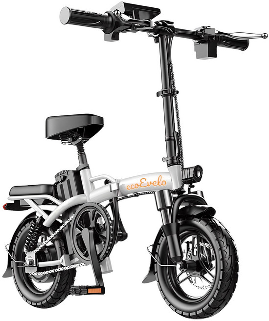 에코e벨로 전기 자전거 14인치 PAS 전기자전거 48V 400W 10Ah 기본형 자토바이, 화이트