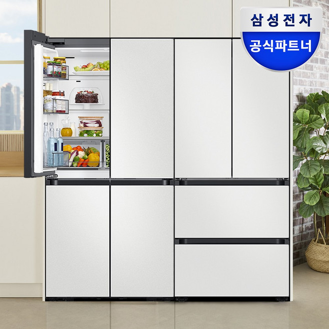 삼성 비스포크 키친핏 냉장고 김치 세트 4도어 RM70F63R2A+RK70F42M2A ALL코타화이트