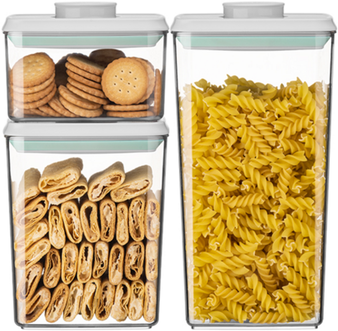 진공 원터치 밀폐용기 분유 커피콩 단백질 보관용기, 3세트, 화이트