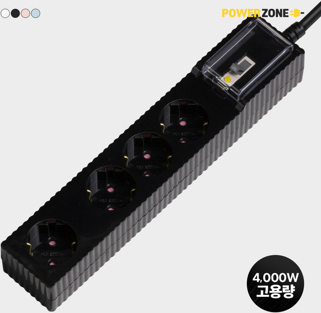 파워존 4000W 국산 고용량 웨이브 멀티탭 누전차단 4구 50cm 1.5m 3m 5m 7m, 1.5m블랙 wlb415BK, 1개