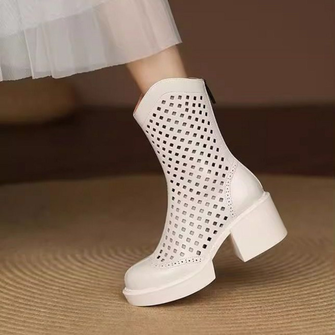 라오농 여성용 봄 여름 펀칭 워커 키높이 메쉬부츠 숏부츠 6CM굽 OG05J