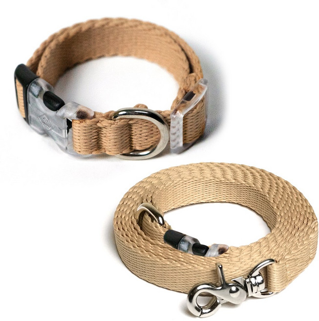 아띠지기 반려동물 목줄 + 핸즈프리 리드줄 세트, 올베이지, 1세트