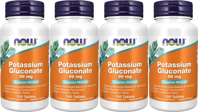 나우푸드 글루콘산 칼륨 글루코네이트 99mg 테블릿, 100정, 4개 - 쿠팡