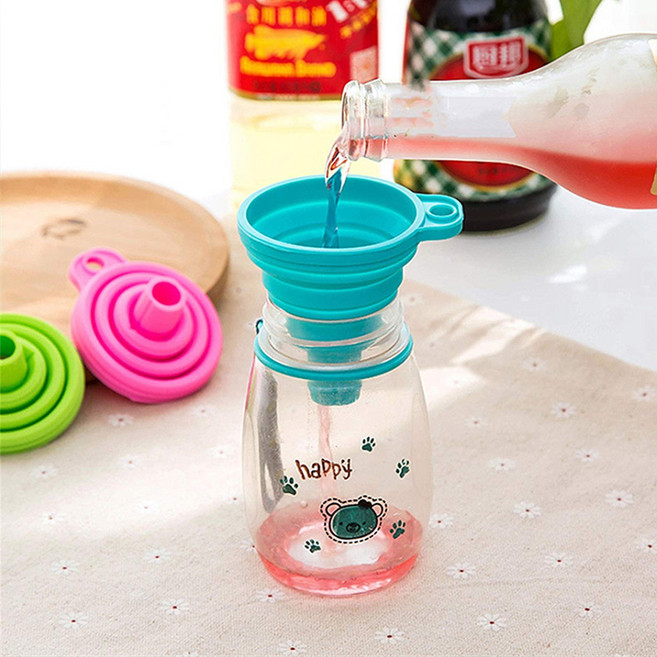 접이식 실리콘 미니 깔때기 소분 가루 사료 분배 액체 미니깔때기 도구/정직한사람들, B타입-핑크, 1개