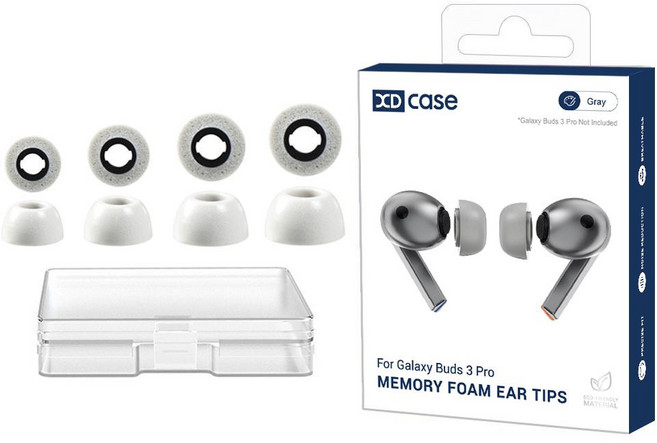 XDcase 갤럭시 버즈 교체용 메모리 폼 이어팁 4쌍, 1세트, 회색