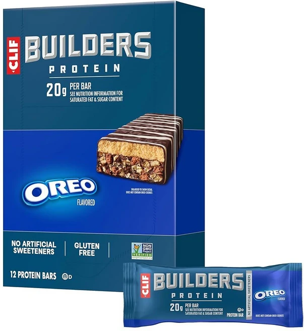 CLIF BUILDERS 단백질 바 - 오레오 맛 식물 기반 20g 글루텐 프리 GMO 저혈당 인공 감미료 없음 68g(2.4온스) (12팩) 134345, 68g, 12개 - 쿠팡