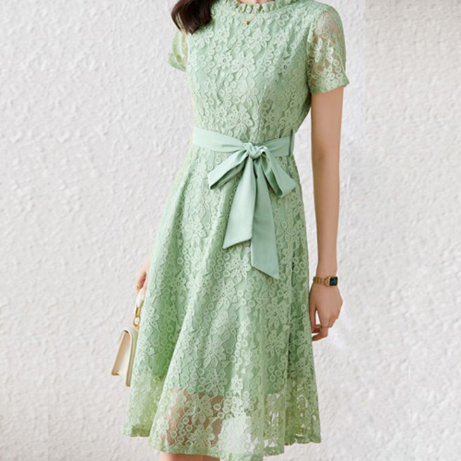요모조모 1940 레이스 시스루 프릴 넥 원피스