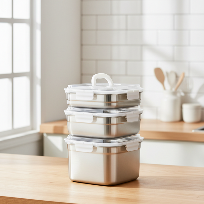 스텐 304 사각 밀폐용기 돔형 핸디형 17호 18호 19호 주방반찬통, 웨이브 투명, 정사각 돔핸디 17호, 1개, 상세페이지 참조