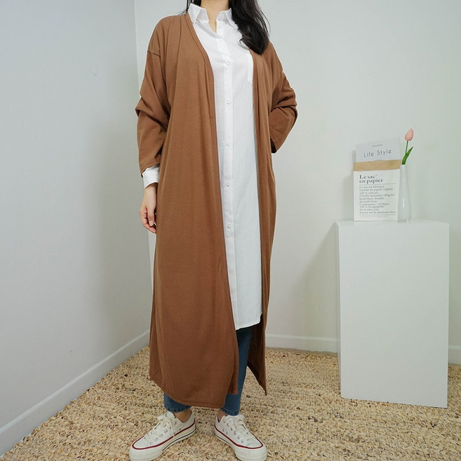 빅걸스토리 빅사이즈 여성용 루즈핏 가을신상 데일리 캐주얼 날씬 롱 가디건