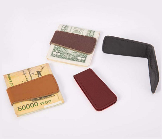 스티치 골프 가죽 머니클립 요술 지갑 남녀공용 필드용품