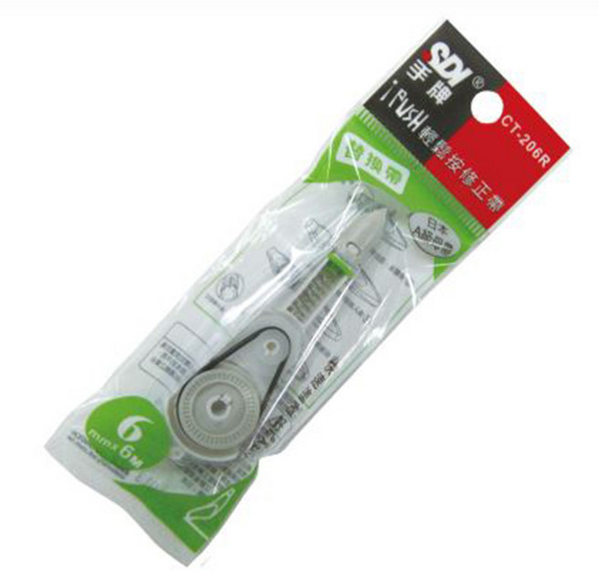 SDI手牌 iPush 輕輕按修正帶 CT-204R 4.2mmx6m 替換帶, 綠, 10個