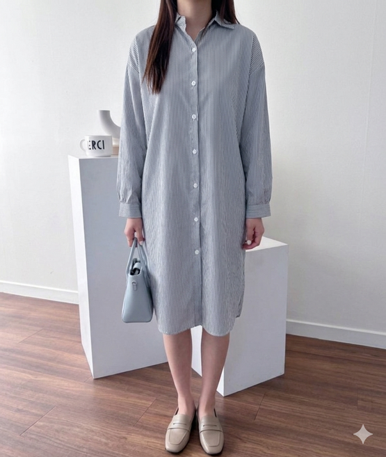 현이네 ] 스트라이프 롱 원피스 3컬러 / 55 ~ 77 까지