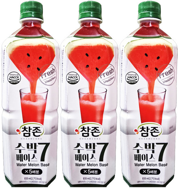 참존식품 수박7 베이스, 3개, 835ml