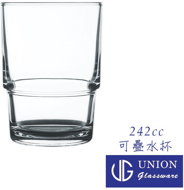 UNION 可疊水杯 242cc 玻璃飲料杯, 1個