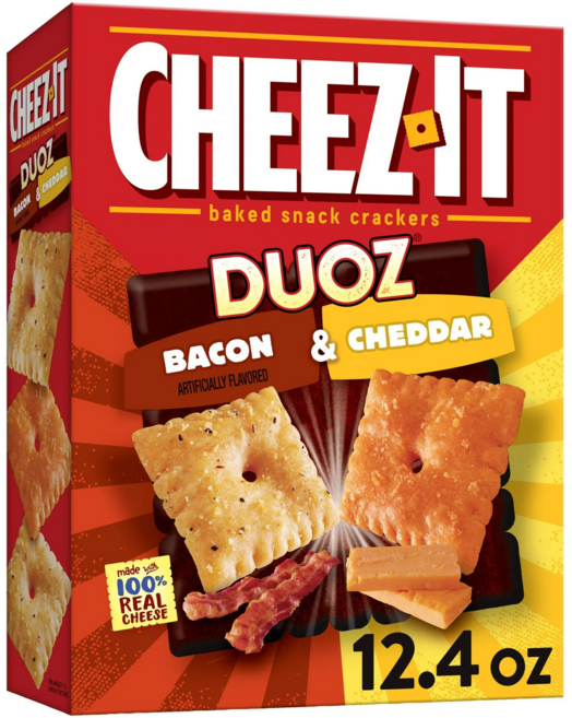 치즈잇 베이크드 스낵 크래커 듀오즈 베이컨 & 체다, 1개, 351g