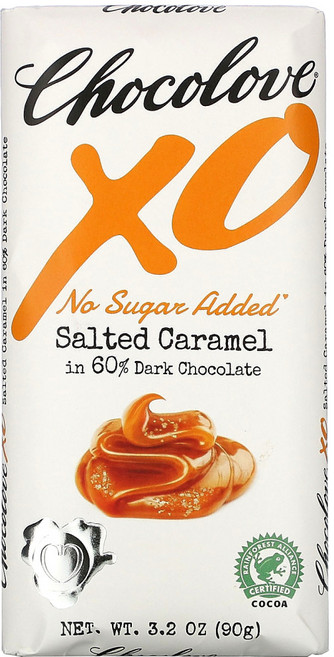 Chocolove XO 솔티드 캐러멜 60% 다크 초콜릿 바 90g(3.2oz) 2팩, 1개, 90g