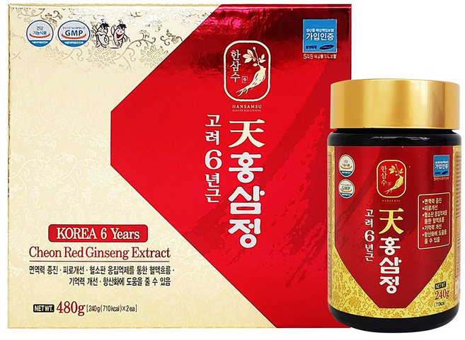 고려6년근 천홍삼정, 240g, 4개