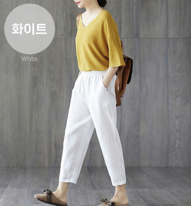 여성 린넨 밴딩팬츠 여름 면바지 외출복 슬랙스