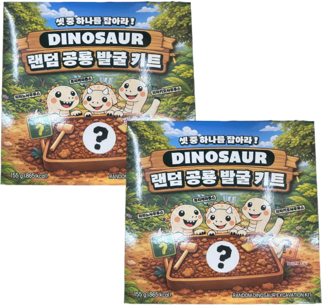 랜덤 공룡 발굴 키트 공룡화석 발굴놀이 어린이 장난감 티라노사우루스 트리케라톱스 브라키오사우루스 랜덤박스, 2개