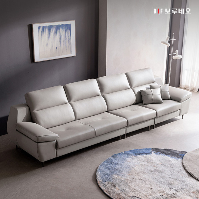 보루네오 세이렌 6인용 이태리산 천연소가죽 소파, 로우블루