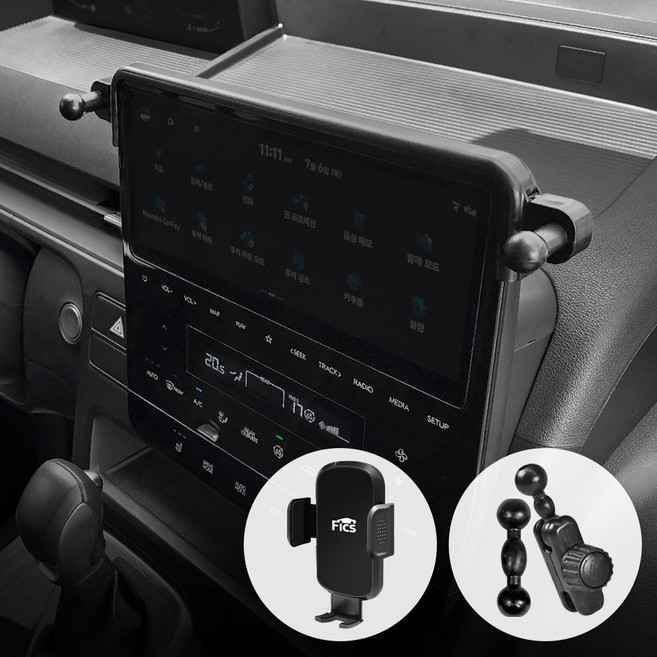 픽스 스타리아 ST1 차량용 핸드폰 거치대 세트 (페이스리프트 이전), 1개, 검은색