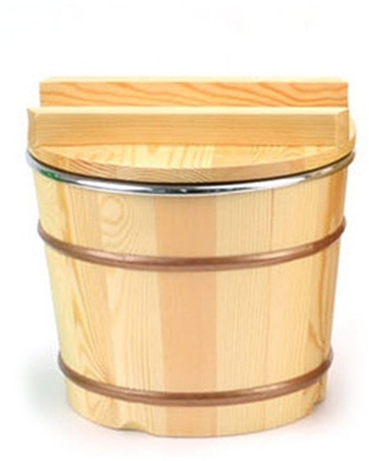 세모소 일식당 업소용 스시 밥통 우드 초밥 밥보관통 덮개있는 원목 나무통 265x240mm