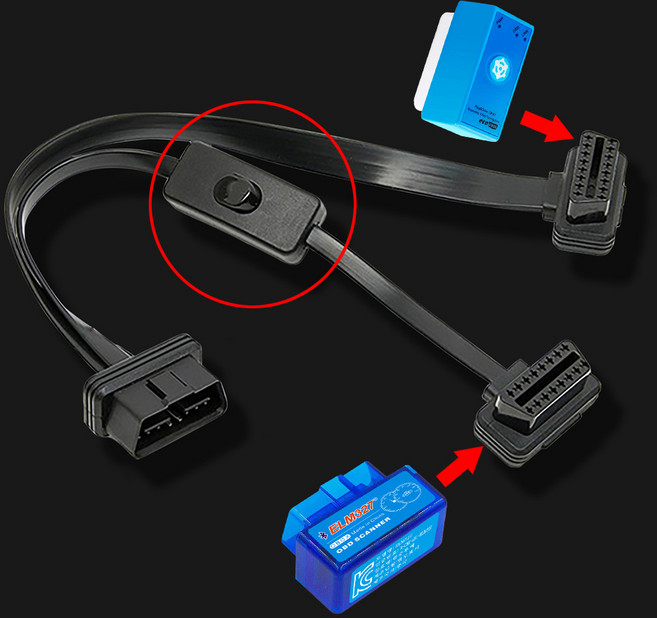 킹콩프로 OBD2연장케이블 온오프 스위치 케이블 Y자분배기 연장선 CABLE, Y자 온오프케이블