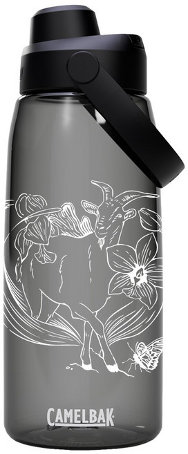 Camelbak Chug 戶外運動水瓶 Renew 1000ml Tritan Renew材質 彈開式飲水蓋 花卉山羊圖案, 炭黑, 1個
