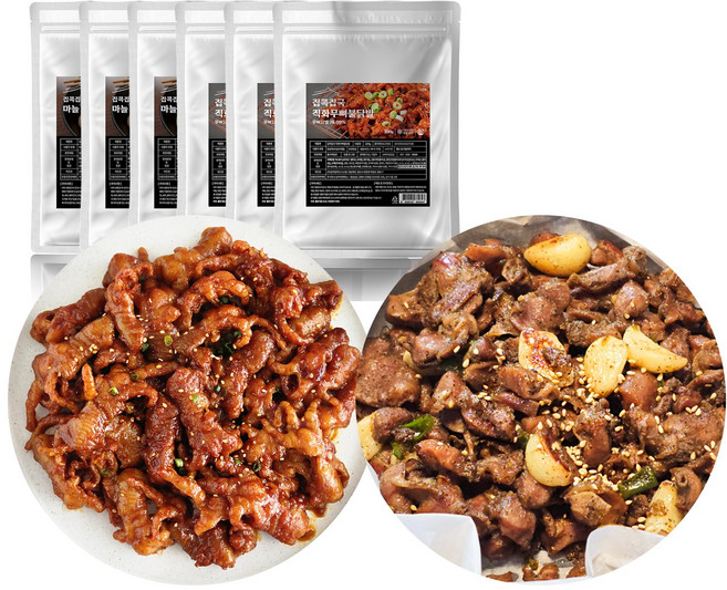 집콕집국 야식 술안주 세트 (직화무뼈불닭발3+마늘닭똥집3), 1개