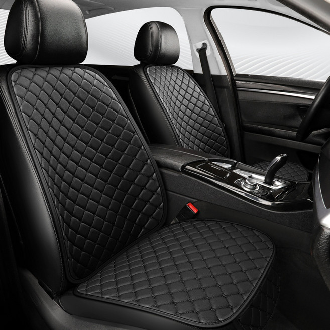 정싱 차량용 사계절용 가죽통풍 방석 방석 커버 자동차 시트커버 세트 앞/뒤 좌석 옵션, 1세트, 블랙 앞 풀세트 조수석+운전석